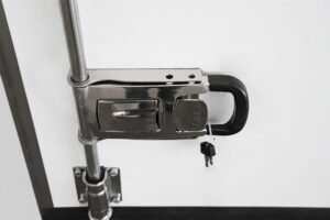 Truck rear door locks and hanges